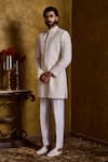 Buy Histori Ivory Silk, Cotton Embroidery, Beads Floral Jaal Sherwani Kurta Set Online at Aza Fashions Buy_Histori_Ivory Silk, Cotton Embroidery, Beads Floral Jaal Sherwani Kurta Set _Online_at_Aza_Fashions