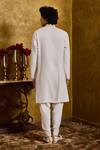Histori_Ivory Cotton, Silk Embroidery Kasab Kurta And Dhoti Pant Set _Online_at_Aza_Fashions