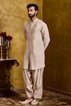 Buy_Histori_Beige Cotton, Silk Embroidery Kurta And Patiala Salwar Set _Online_at_Aza_Fashions