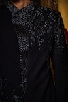 Histori_Black Beads, Crystals, Embroidery Bandhgala With Pant _at_Aza_Fashions
