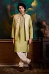 Buy Histori Green Silk, Cotton Embroidery, Beads Resham And Bundi Kurta Set at Aza Fashions Buy_Histori_Green Silk, Cotton Embroidery, Beads Resham And Bundi Kurta Set _at_Aza_Fashions