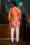 Shop_Histori_Orange Dupion, Cotton, Lycra Printed Kurta And Pant Set _at_Aza_Fashions
