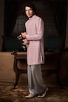 Buy_Histori_Pink Silk, Satin Embroidery, Beads, Sequins Raw Sherwani Kurta Set _Online_at_Aza_Fashions