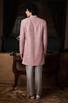 Histori_Pink Silk, Satin Embroidery, Beads, Sequins Raw Sherwani Kurta Set _Online_at_Aza_Fashions