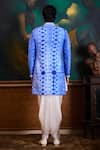 Histori_Blue Silk, Satin Beads, Embroidery Shibori Tie-dyed Sherwani Set _Online_at_Aza_Fashions