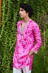Buy_Histori_Fuchsia Silk, Cotton Beads, Embroidery Shibori Tie-dyed Short Kurta And Pant Set _Online_at_Aza_Fashions