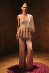 Buy_Mukta Sabharwal_Pink Tulle, Georgette, Crepe Beads, Sequins Noor Embroidered Peplum Top Set _at_Aza_Fashions