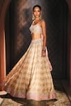 Buy_Mukta Sabharwal_Cream Silk, Organza Embroidery, Sequins, Zari, Beads Geet Printed Lehenga Set _Online_at_Aza_Fashions