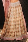 Mukta Sabharwal_Cream Silk, Organza Embroidery, Sequins, Zari, Beads Geet Printed Lehenga Set _at_Aza_Fashions