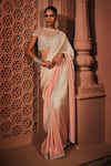 Buy_Mukta Sabharwal_Cream Silk Embroidery Round Neck Rimjhim Saree With Blouse _at_Aza_Fashions