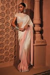 Shop_Mukta Sabharwal_Cream Silk Embroidery Round Neck Rimjhim Saree With Blouse _at_Aza_Fashions