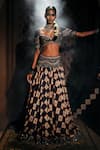 Buy_Mukta Sabharwal_Navy Silk, Tulle, Organza Sequins, Stones, Embroidery, Zari Meher Lehenga Set _at_Aza_Fashions