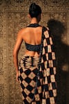 Shop_Mukta Sabharwal_Navy Georgette, Tulle Sequins, Zehan Printed Pre-stitched Saree With Blouse _Online_at_Aza_Fashions