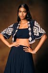 Mukta Sabharwal_Navy Georgette, Crepe Sequins, Beads, Rangat Embellished Jacket Lehenga Set _Online_at_Aza_Fashions