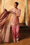 Shop_Mukta Sabharwal_Pink Georgette, Shantoon Embroidery, Foil Inara Printed Kurta Salwar Set _at_Aza_Fashions