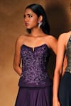 Shop_Mukta Sabharwal_Purple Georgette, Crepe Embroidery, Sequins, Beads Yahvi Corset With Lehenga _Online_at_Aza_Fashions