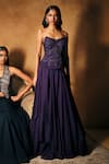 Buy_Mukta Sabharwal_Purple Georgette, Crepe Embroidery, Sequins, Beads Yahvi Corset With Lehenga _at_Aza_Fashions