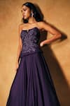 Mukta Sabharwal_Purple Georgette, Crepe Embroidery, Sequins, Beads Yahvi Corset With Lehenga _at_Aza_Fashions