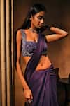 Buy_Mukta Sabharwal_Purple Silk, Tulle Embroidery, Sequins Square Nyra Embellished Saree With Blouse _Online_at_Aza_Fashions