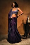 Shop_Mukta Sabharwal_Purple Silk, Tulle Embroidery, Sequins Square Nyra Embellished Saree With Blouse _Online_at_Aza_Fashions