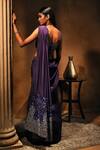 Shop_Mukta Sabharwal_Purple Silk, Tulle Embroidery, Sequins Square Nyra Embellished Saree With Blouse _at_Aza_Fashions