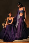 Mukta Sabharwal_Purple Silk, Tulle Embroidery, Sequins Square Nyra Embellished Saree With Blouse _at_Aza_Fashions