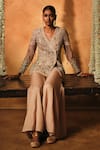 Buy_Mukta Sabharwal_Pink Organza, Tissue Embroidery Vishakha Embellished Jacket With Flared Pant _Online_at_Aza_Fashions