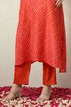 Shop_OHH CROW_Orange , Chanderi Embroidery V-neck Bandhani Kaftan And Pant Set _Online_at_Aza_Fashions