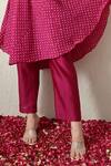 Shop_OHH CROW_Magenta , Chanderi Embroidery One Shoulder Bandhani Kaftan And Pant Set _Online_at_Aza_Fashions
