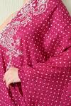 OHH CROW_Magenta , Chanderi Embroidery One Shoulder Bandhani Kaftan And Pant Set 