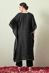 Shop_OHH CROW_Black , Chanderi Embroidery V-neck Bandhani Print Kaftan And Pant Set _at_Aza_Fashions