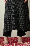 Shop_OHH CROW_Black , Chanderi Embroidery V-neck Bandhani Pattern Kaftan And Pant Set 