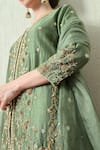 Shop_OHH CROW_Green Chanderi Silk, Organza Embroidery, Zari V-neck Kurta And Sharara Set 