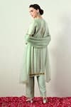 Shop_OHH CROW_Mint Chanderi Silk, Organza Embroidery, Sequins, Zari Round Neck Kurta Set _at_Aza_Fashions