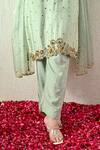 Shop_OHH CROW_Mint Chanderi Silk, Organza Embroidery, Sequins, Zari Round Neck Kurta Set _Online_at_Aza_Fashions