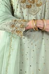 Shop_OHH CROW_Mint Chanderi Silk, Organza Embroidery, Sequins, Zari Round Neck Kurta Set 