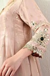 OHH CROW_Pink Tissue, Silk, Chanderi Silk, Organza Mirrors, Embroidered Peplum Kurta Set _at_Aza_Fashions