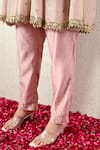Buy_OHH CROW_Pink Tissue, Silk, Chanderi Silk, Organza Mirrors, Embroidered Peplum Kurta Set 