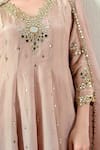 Shop_OHH CROW_Pink Tissue, Silk, Chanderi Silk, Organza Mirrors, Embroidered Peplum Kurta Set _Online