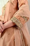 OHH CROW_Rose Gold Chanderi Silk, Organza Embroidery, Zari, Sequins Kurta Sharara Set _Online_at_Aza_Fashions