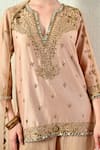 OHH CROW_Rose Gold Chanderi Silk, Crinkle, Organza Embroidery, Mirrors, Kurta Sharara Set _Online