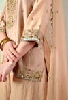 Buy_OHH CROW_Rose Gold Chanderi Silk, Crinkle, Organza Embroidery, Mirrors, Kurta Sharara Set _Online
