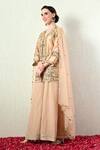Buy_OHH CROW_Rose Gold Chanderi Silk, Organza Embroidery, Zari, Gota Patti Kurta Sharara Set _Online_at_Aza_Fashions
