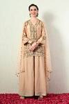Buy_OHH CROW_Rose Gold Chanderi Silk, Organza Embroidery, Zari, Gota Patti Kurta Sharara Set _at_Aza_Fashions