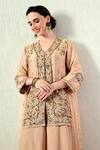 Shop_OHH CROW_Rose Gold Chanderi Silk, Organza Embroidery, Zari, Gota Patti Kurta Sharara Set _Online_at_Aza_Fashions