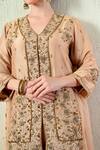 OHH CROW_Rose Gold Chanderi Silk, Organza Embroidery, Zari, Gota Patti Kurta Sharara Set _at_Aza_Fashions