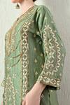 OHH CROW_Green Chanderi Silk, Tissue, Organza Embroidery, Sequins, Zari Kurta Sharara Set _at_Aza_Fashions