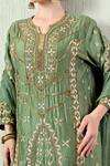 Buy_OHH CROW_Green Chanderi Silk, Tissue, Organza Embroidery, Sequins, Zari Kurta Sharara Set 