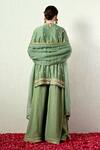 Shop_OHH CROW_Green Chanderi Silk, Tissue, Organza Embroidery, Sequins, Zari Kurta Sharara Set _at_Aza_Fashions