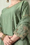 Shop_OHH CROW_Green Chanderi Silk, Organza Embroidery, Zari Round Neck Kurta Sharara Set 